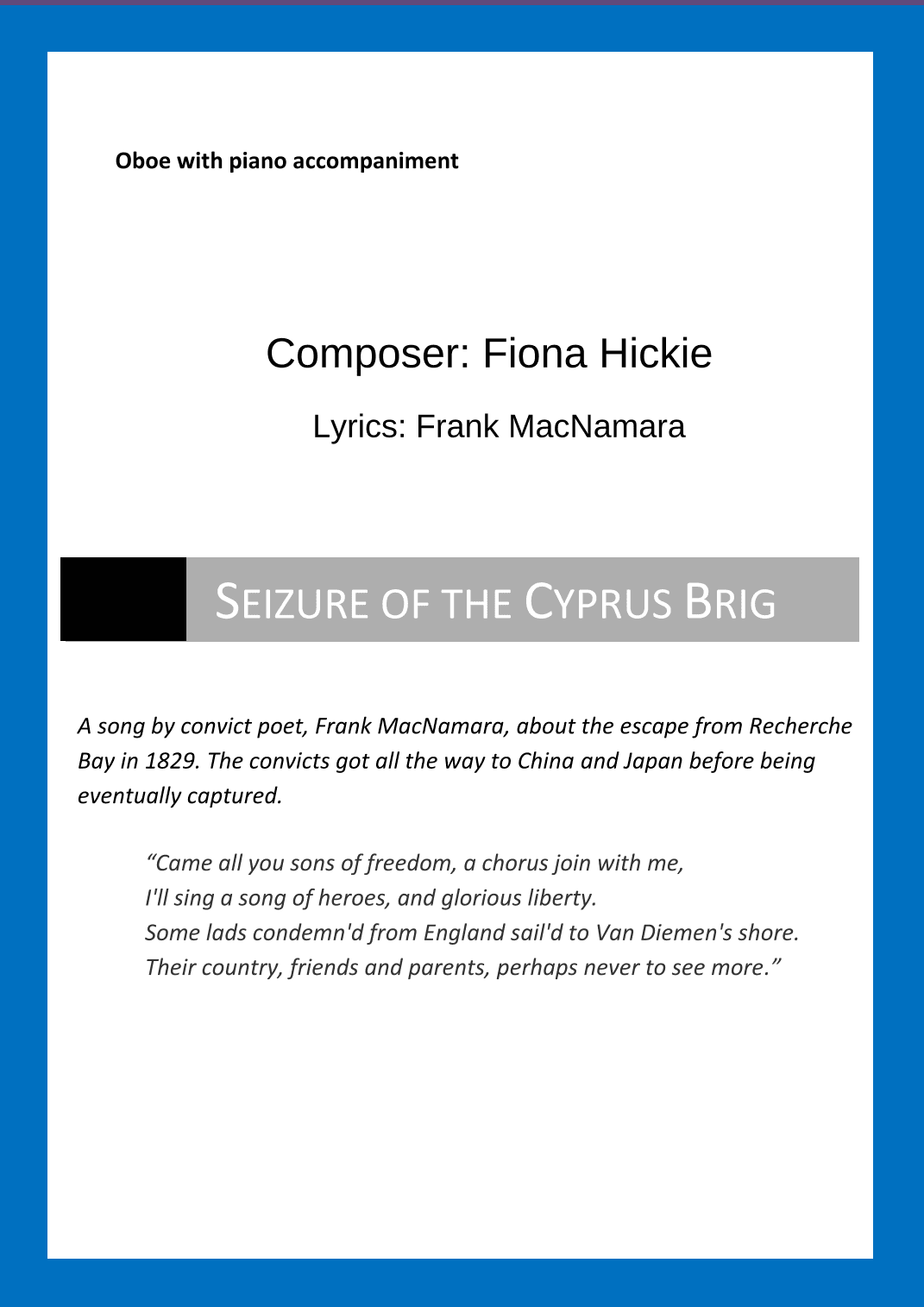 Seizure of the Cyprus Brig in Recherche Bay