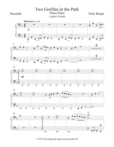 Two Gorillas in the Park (1 piano 4 hands) Secundo