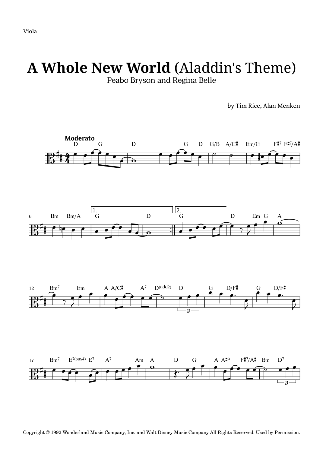 A Whole New World (aladdin's Theme) (arr. Langanho)