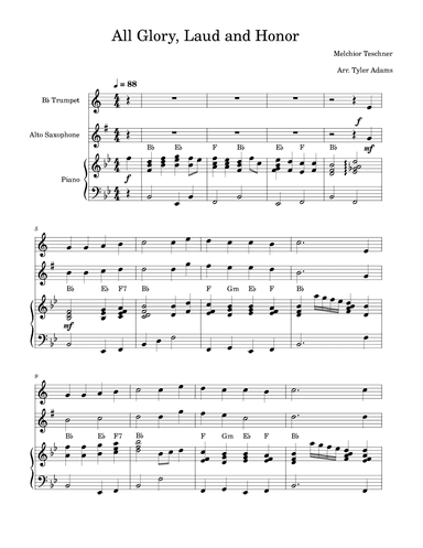 All Glory, Laud and Honor (Trumept and Alto Sax Duet with Piano) (arr. Tyler Adams)