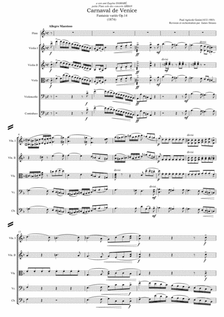 Paul Agricola Genin - Carnaval de Venice ( Full Score and parts ) (arr. James Strauss)
