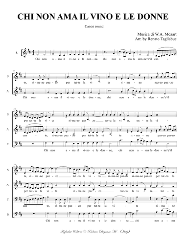 CHI NON AMA IL VINO E LE DONNE (arr. Renato Tagliabue)