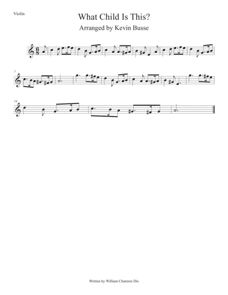 What Child Is This? (Easy key of C) Violin (arr. Kevin Busse)
