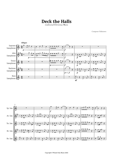 Deck the Halls by Oliphant for Saxophone Ensemble (arr. Ander)