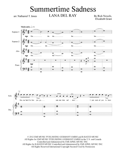 Summertime Sadness (arr. Nathaniel T. Jones)