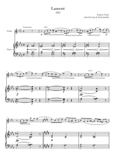 Lament (arr. Jacob Niederhoffer)