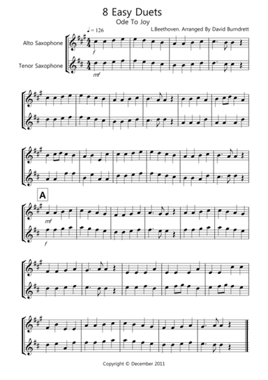 8 Easy Duets for Alto And Tenor Saxophone (arr. David Burndrett)