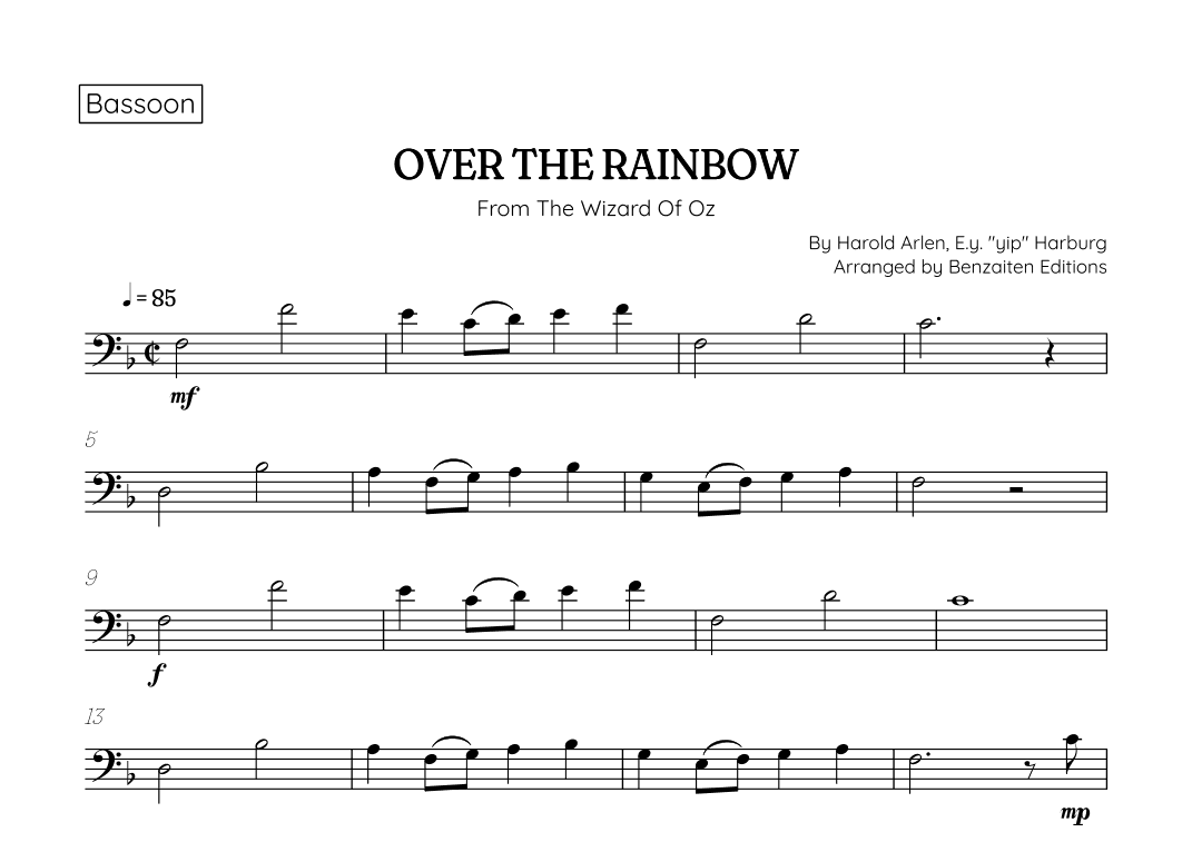 Over The Rainbow (arr. Benzaiten Editions)