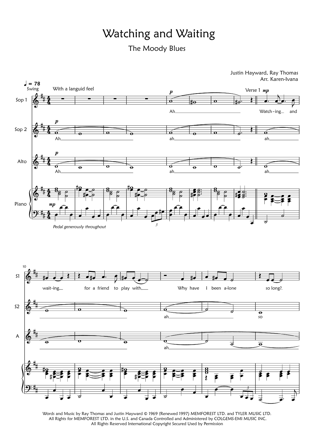 Watching And Waiting (arr. Karen Ivana)