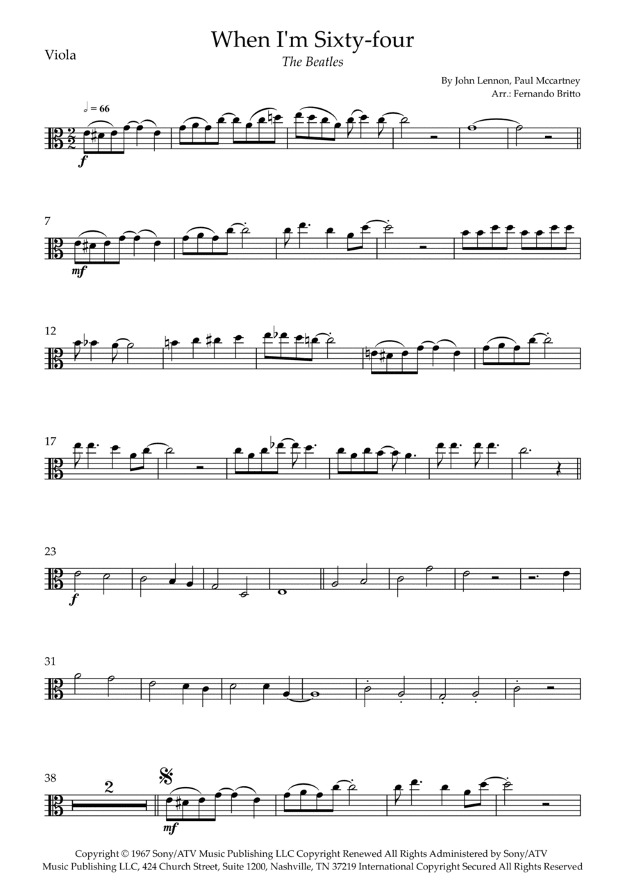 When I'm Sixty-four (arr. Fernando Britto)