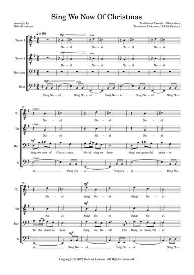 Sing We Now Of Christmas (arr. Gabriel Lawson)