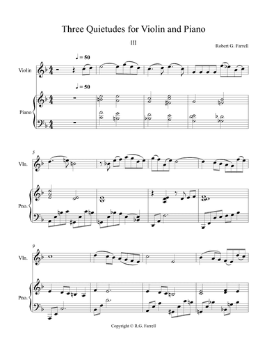 Three Quietudes for Violin and Piano #3