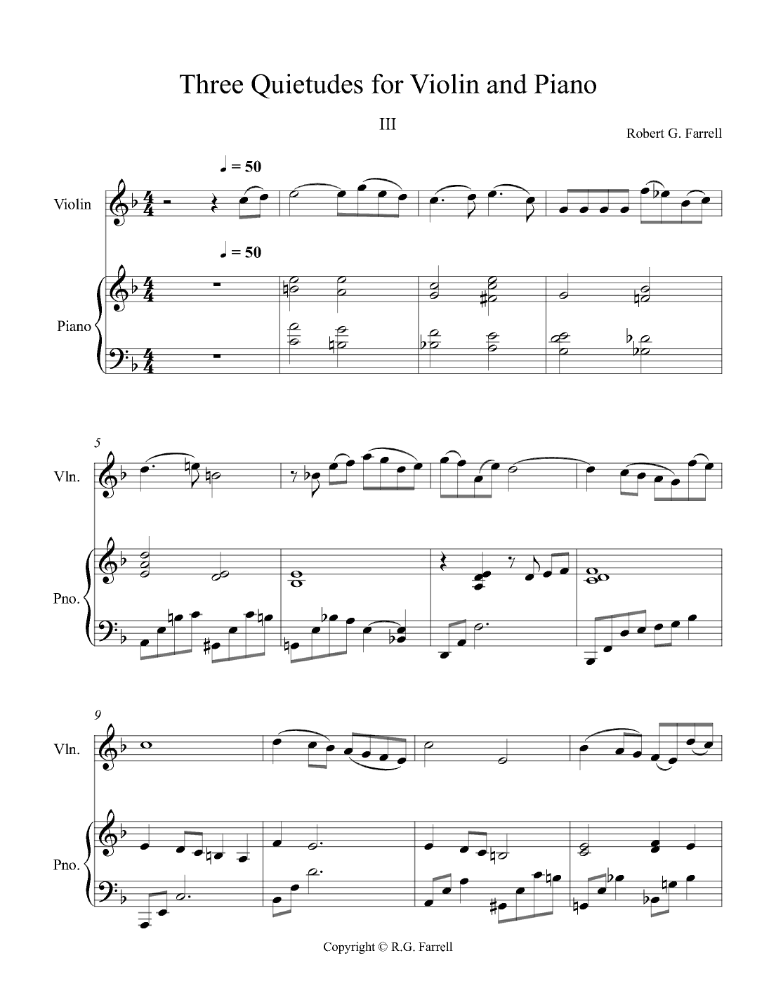 Three Quietudes for Violin and Piano #3