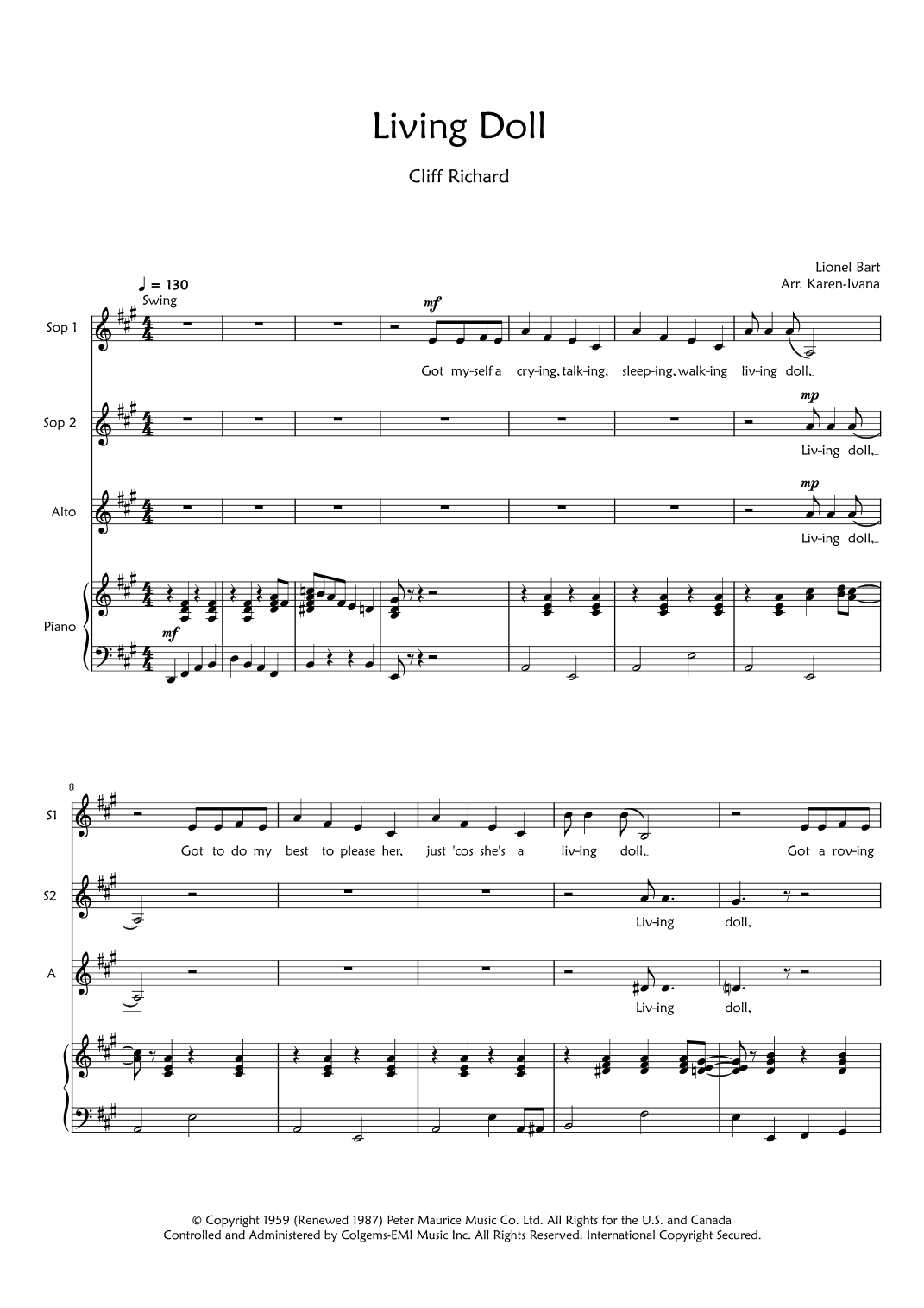 Living Doll (arr. Karen Ivana)
