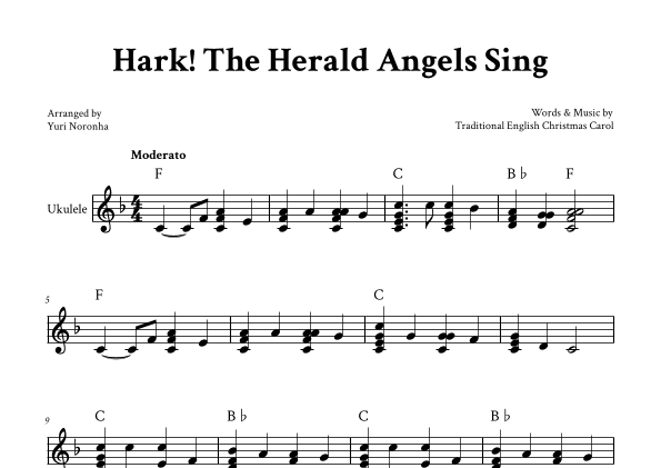 Hark! The Herald Angels Sing - Fingerstyle Ukulele (F ) (arr. Yuri Noronha)