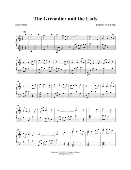 The Grenadier and the Lady (arr. Cynthia A. Boener)