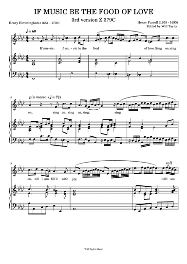 IF MUSIC BE THE FOOD OF LOVE (Third Version) high voice (arr. Will Taylor)