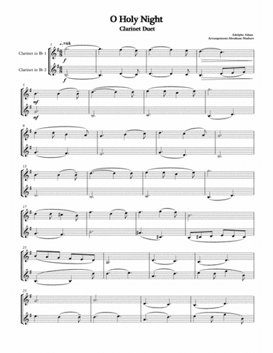 O Holy Night Clarinet Duet-Two Tonalities (arr. Abraham Maduro)