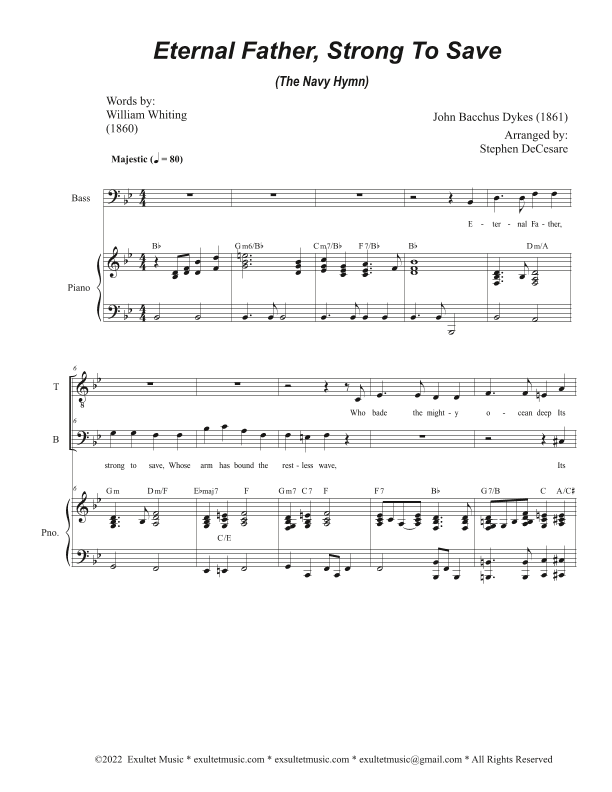 Eternal Father, Strong To Save (The Navy Hymn) (Duet for Tenor and Bass solo) (arr. Stephen DeCesare)