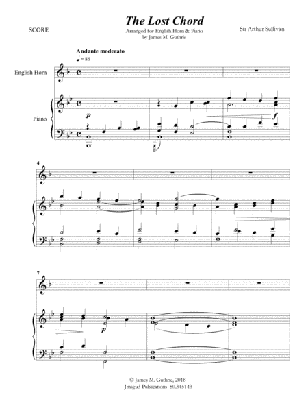 Sullivan: The Lost Chord for English Horn & Piano (arr. James M. Guthrie, ASCAP)