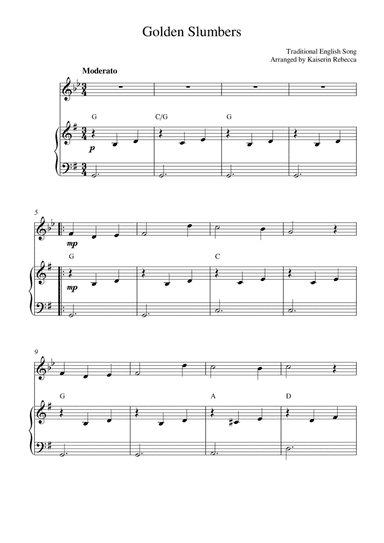 Golden Slumbers (for clarinet in A solo and piano accompaniment) (arr. Kaiserin Rebecca)