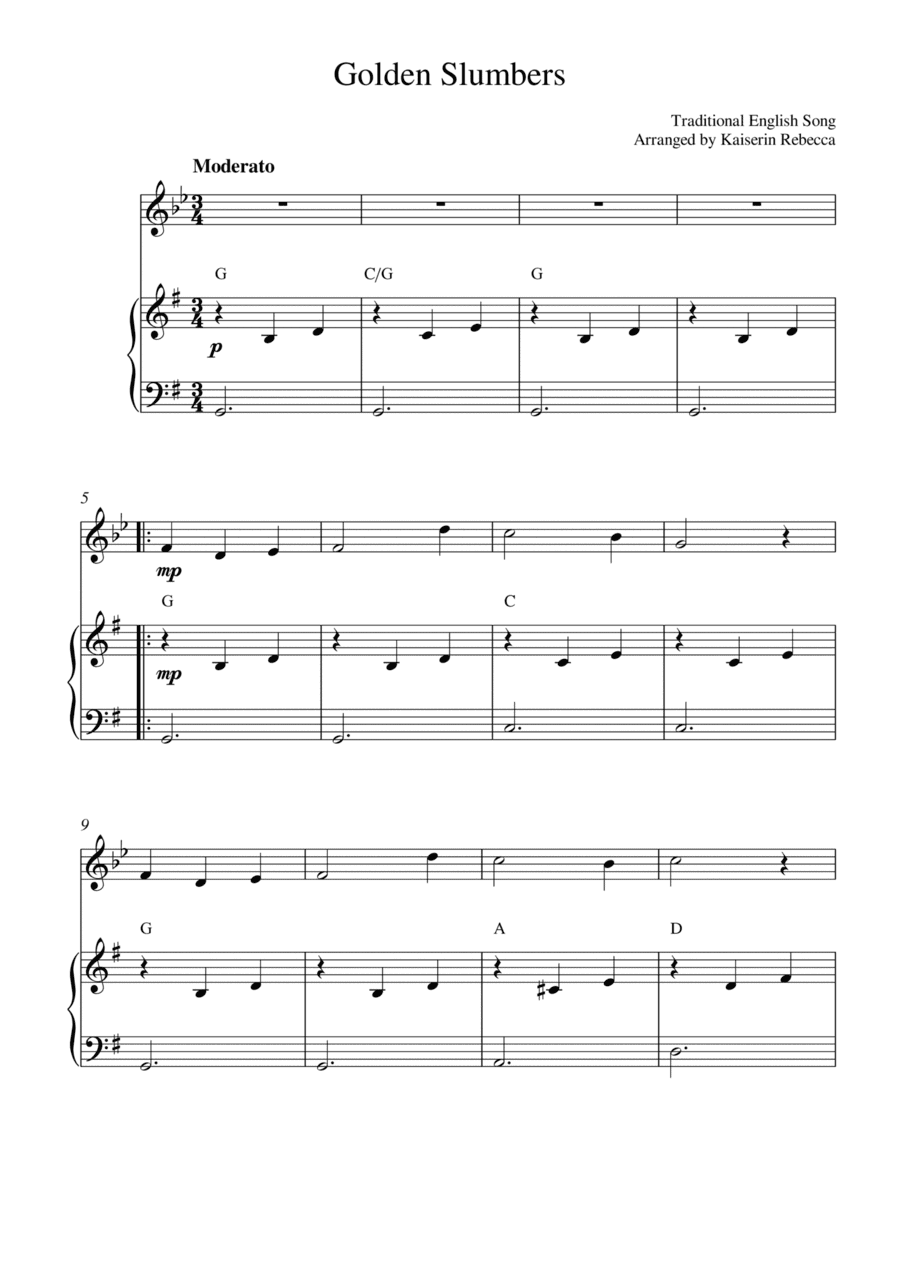 Golden Slumbers (for clarinet in A solo and piano accompaniment) (arr. Kaiserin Rebecca)