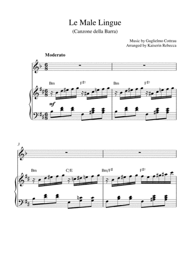 Le Male Lingue (Canzone della Barra/ Song of Barra) (clarinet in A solo and piano accompaniment) (arr. Kaiserin Rebecca)