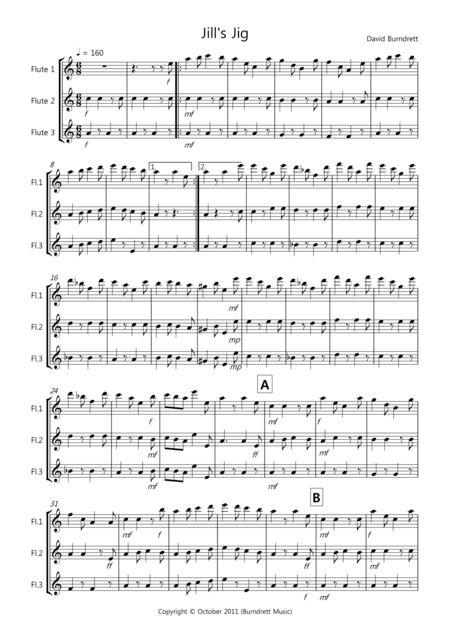 Jill's Jig for Flute Trio (arr. David Burndrett)