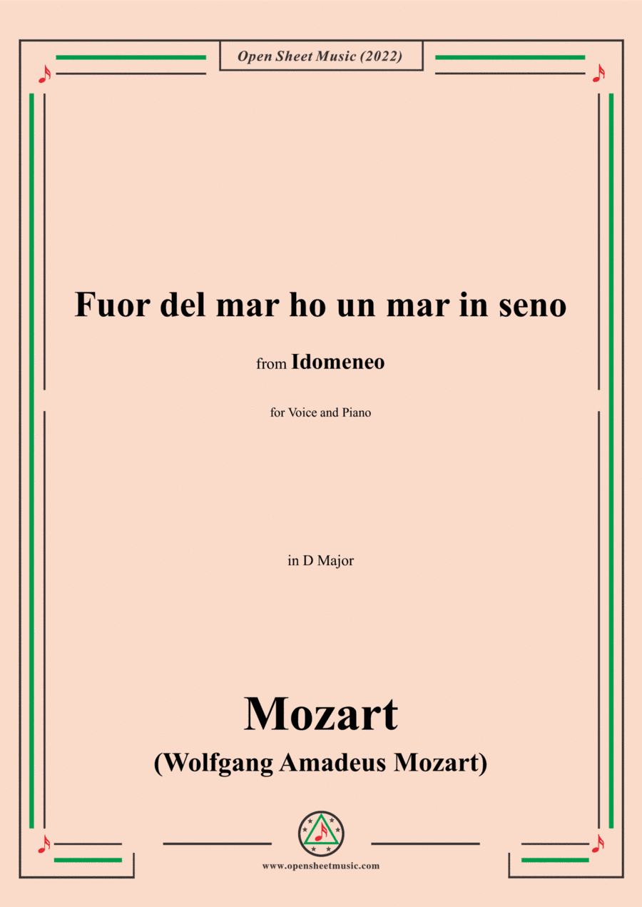 Mozart-Fuor del mar ho un mar in seno,in D Major,from 'Idomeneo,K.366',for Voice and Piano (arr. Open Cloud)