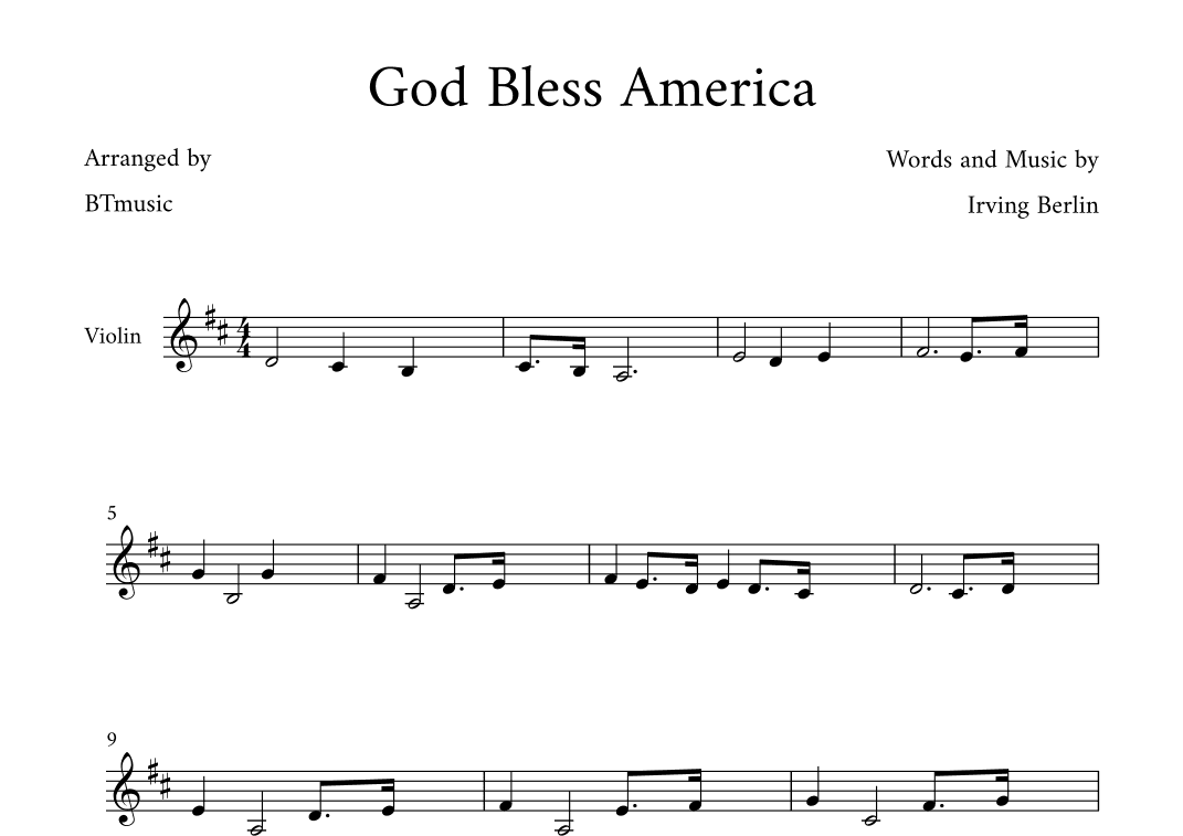 God Bless America ® (arr. BTmusic)