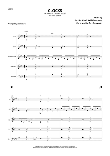 Clocks (arr. Joe Securis)