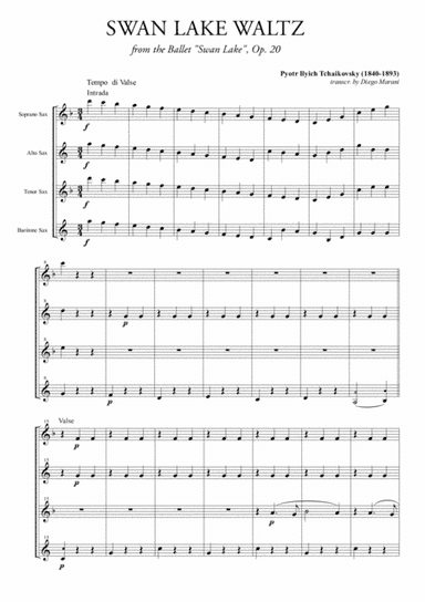 Swan Lake Waltz for Saxophone Quartet (arr. Diego Marani)