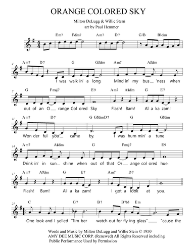 Orange Colored Sky (arr. Paul Hemmer)