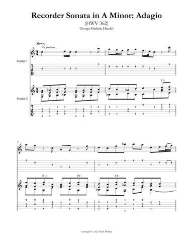 Recorder Sonata in A Minor: Adagio (HWV 362) (arr. Mark Phillips)