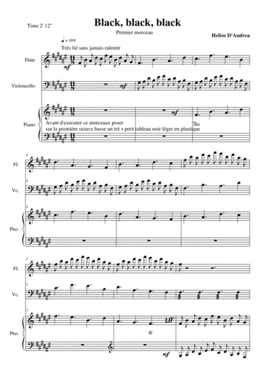 Black Black Black for flute cello and piano from Suite Black White and Grey