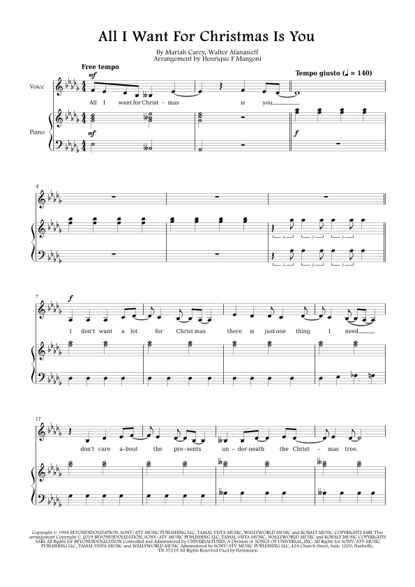 All I Want For Christmas Is You (arr. Henrique F Mangoni)