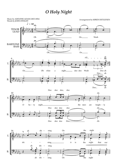 O Holy Night - TTBB (Quartet) (arr. Søren Detlefsen)