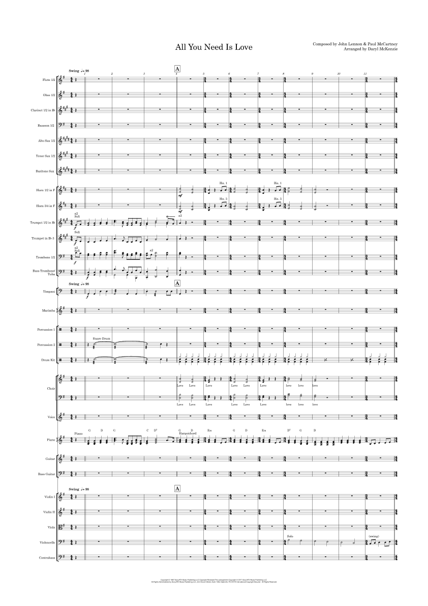 All You Need Is Love (arr. Daryl McKenzie)