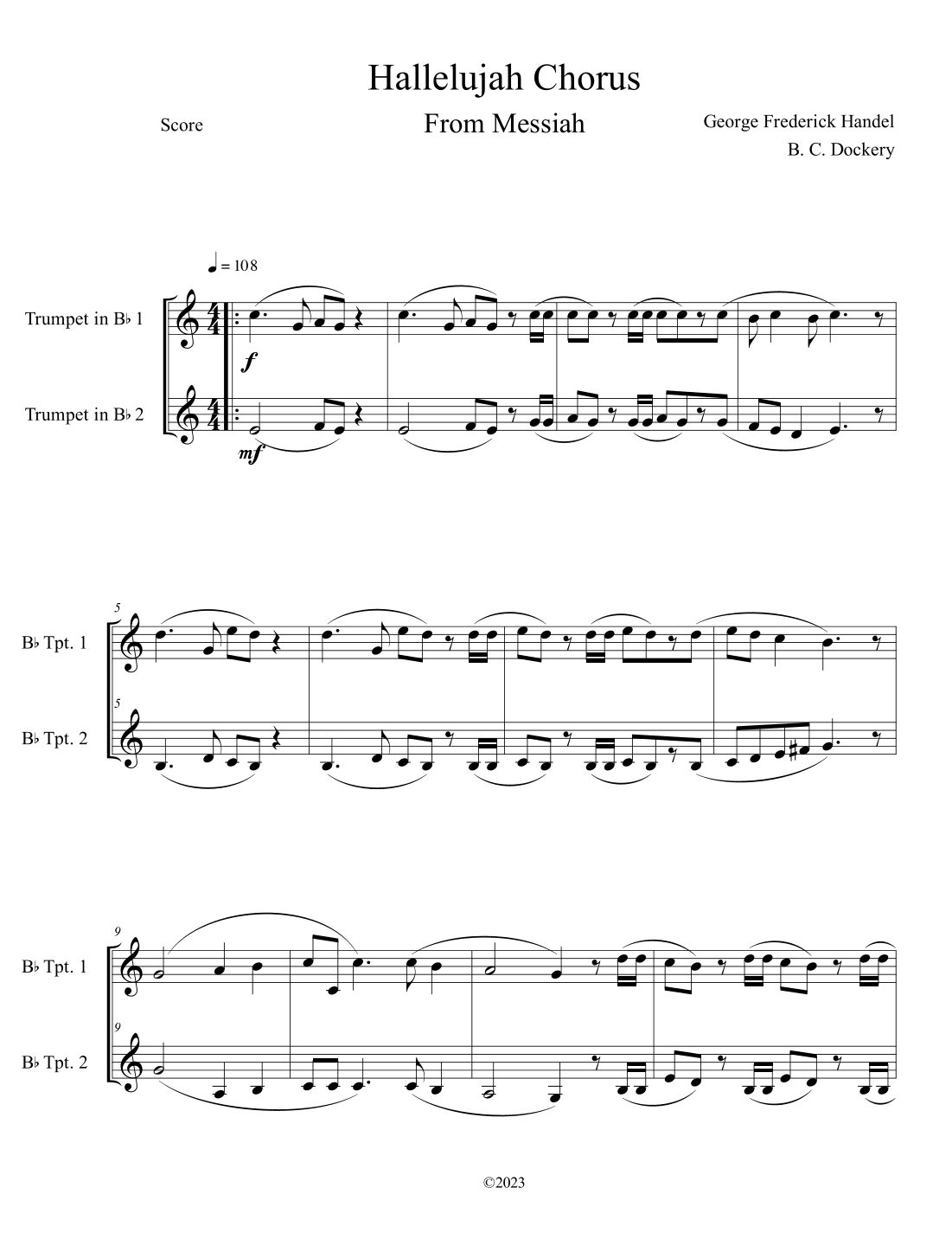 Hallelujah Chorus from Messiah (Trumpet Duet) (arr. B. C. Dockery)