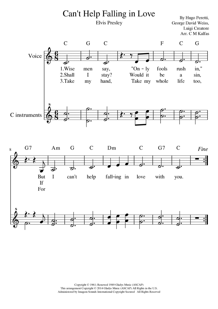 Can't Help Falling In Love (arr. Christy Kalfas)