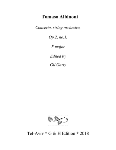 Concerto, string orchestra, Op.2, no.1, F major (Original version) (arr. Gil Garty)