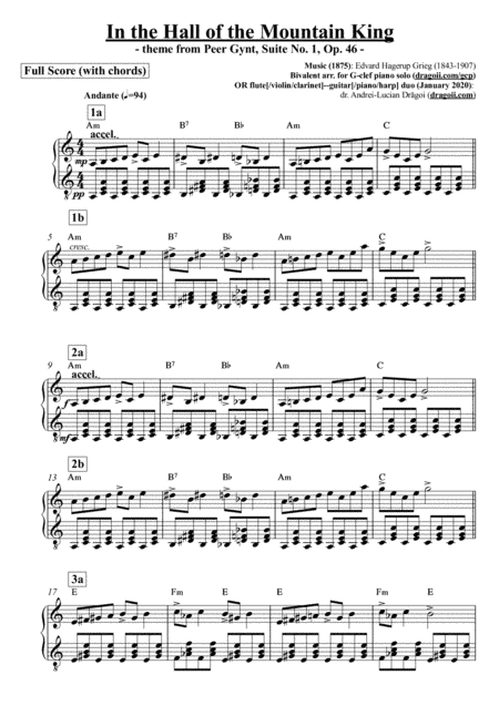 Grieg (Edvard) - In the Hall of the Mountain King (theme from Peer Gynt, Suite No. 1, Op. 46) - Biva (arr. dr. Andrei-Lucian Drăgoi (dragoii.com))