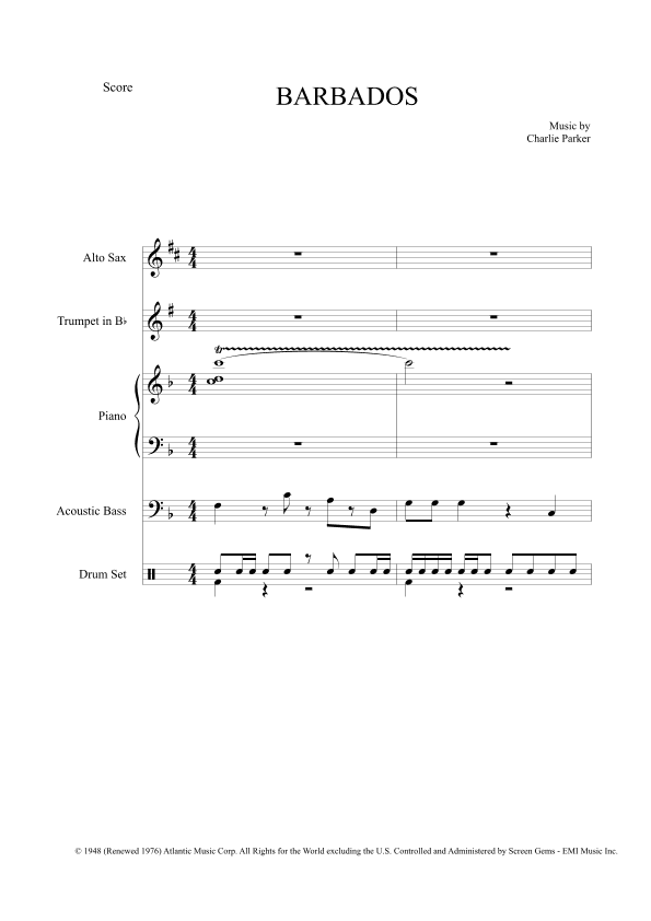 Barbados (arr. The Sheet Music Library)