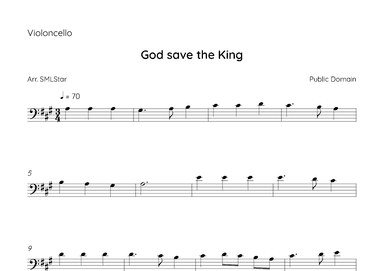 How to make God Save the King on Cello - God save the King Cello sheet music - Cello sheet music to (arr. SMLStar)