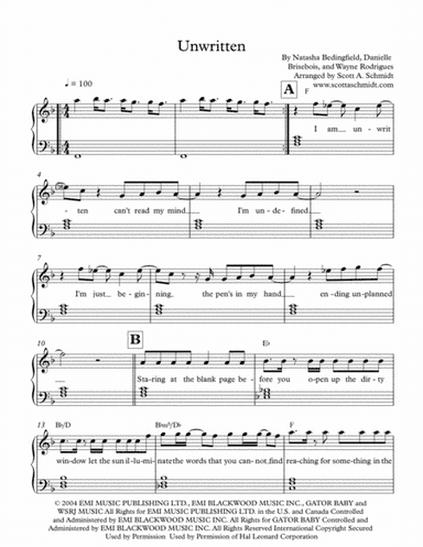 Unwritten (arr. Scott A. Schmidt)