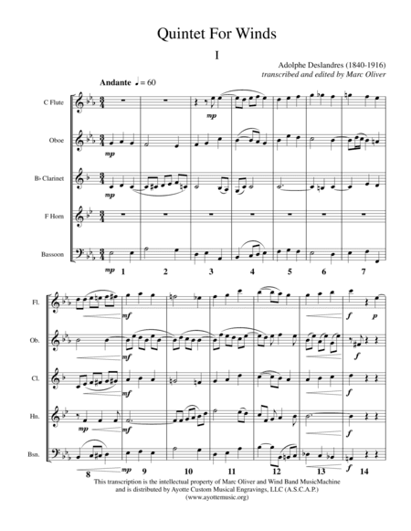 Quintet for Winds (arr. Marc Oliver)