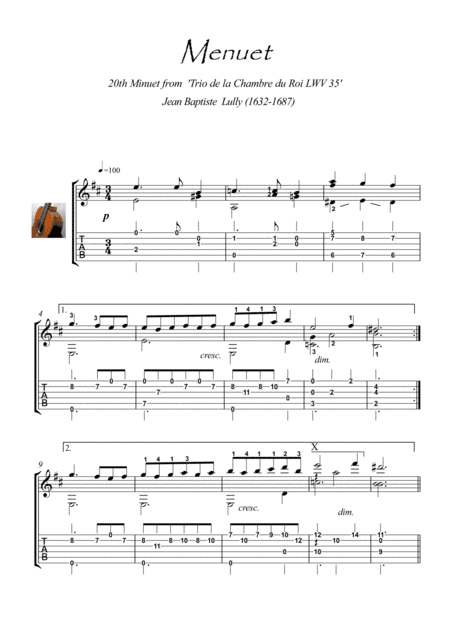 Minuet by Jean-Baptiste Lully (arr. PianoSheetNow)