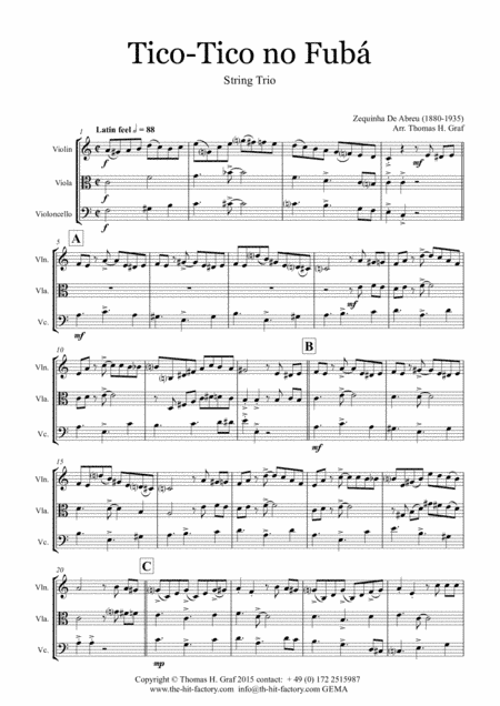 Tico-Tico no Fubá - Choro - String Trio (arr. Thomas H. Graf)