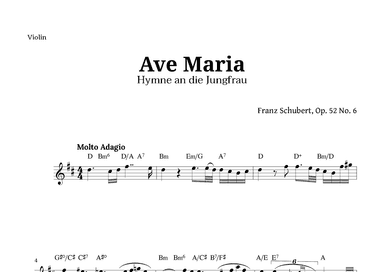 Ave Maria by Schubert for Violin with Chords (arr. Langanho)