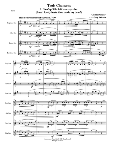 Three Songs (Trois Chansons) (arr. Gary Bricault)